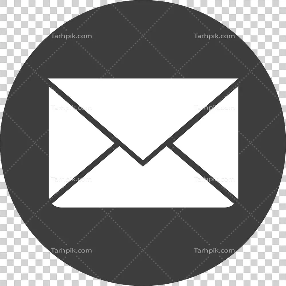 آیکون ایمیل در دایره سیاه: نماد ارتباطات دیجیتال