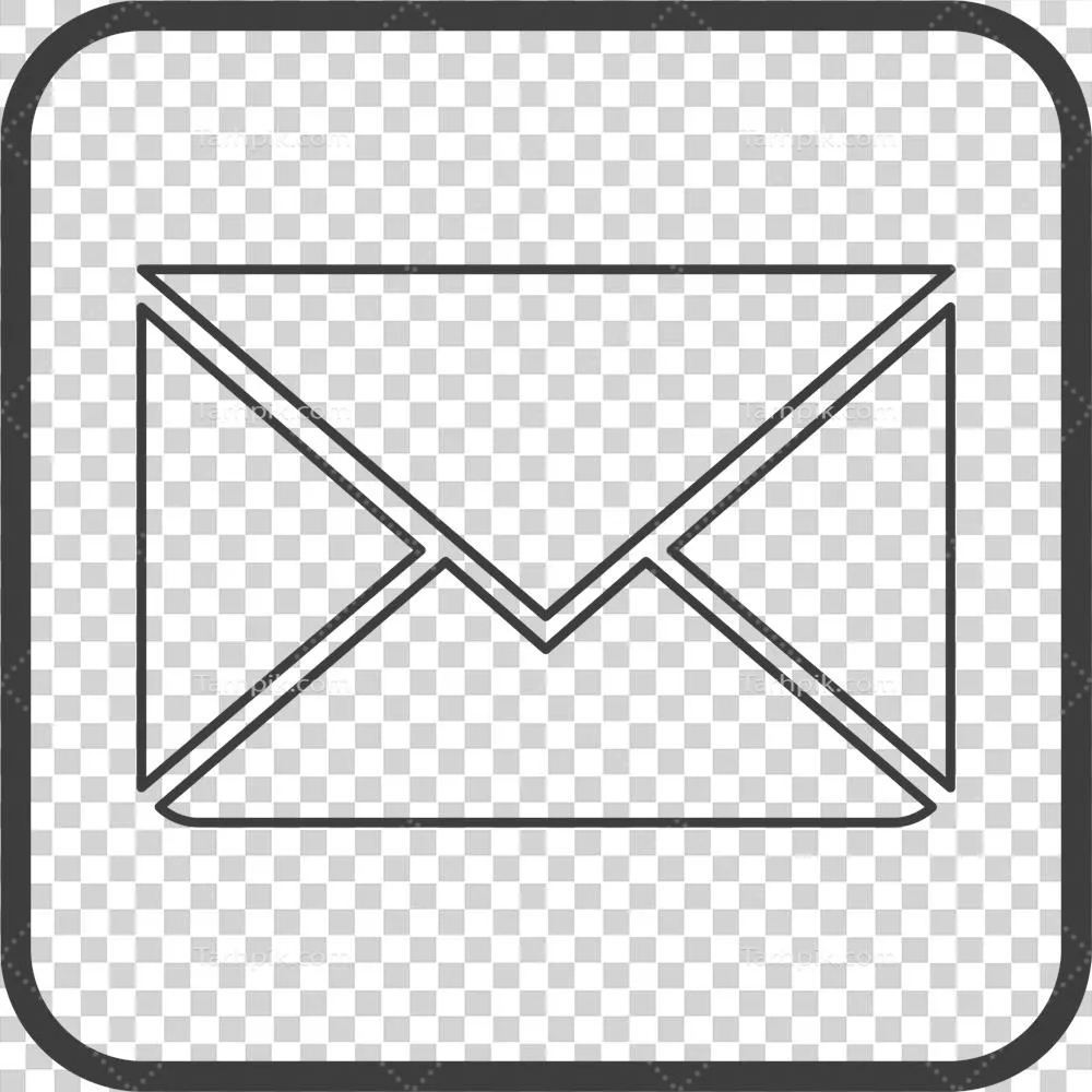 آیکون ایمیل در قاب‌های مربع باریک و مشکی با طراحی ساده