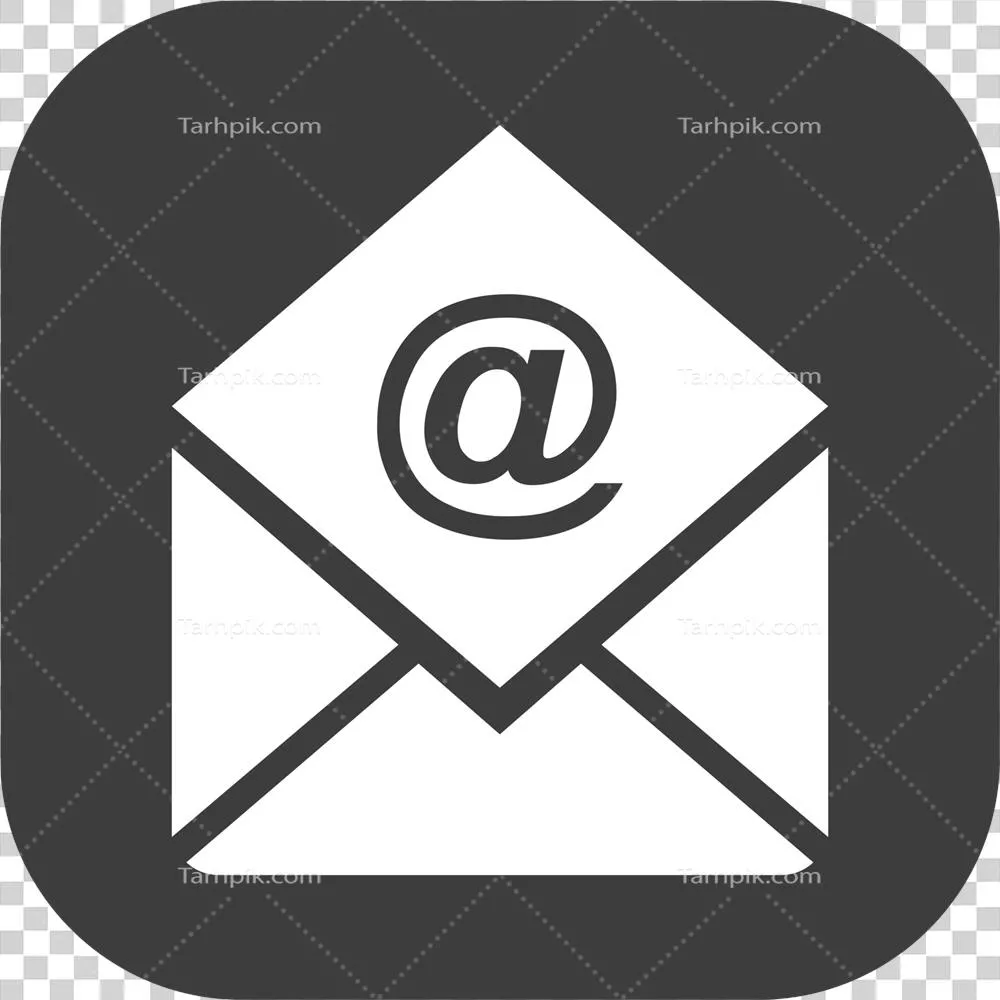 آیکون پیام ایمیل در یک مربع سیاه – طراحی ساده و جذاب
