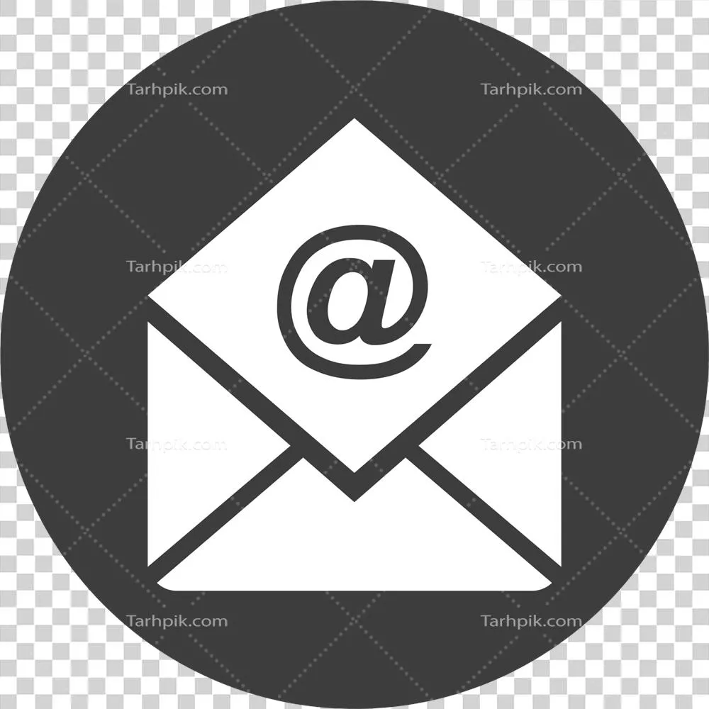 آیکون پیام ایمیل در دایره سیاه - نمادی از ارتباطات دیجیتال