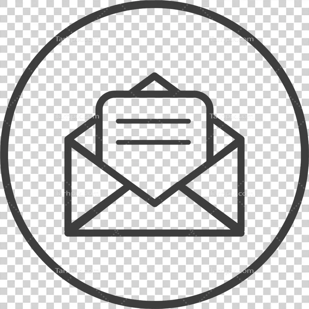آیکون پیام ایمیل در قاب های دایره ای نازک مشکی رنگ