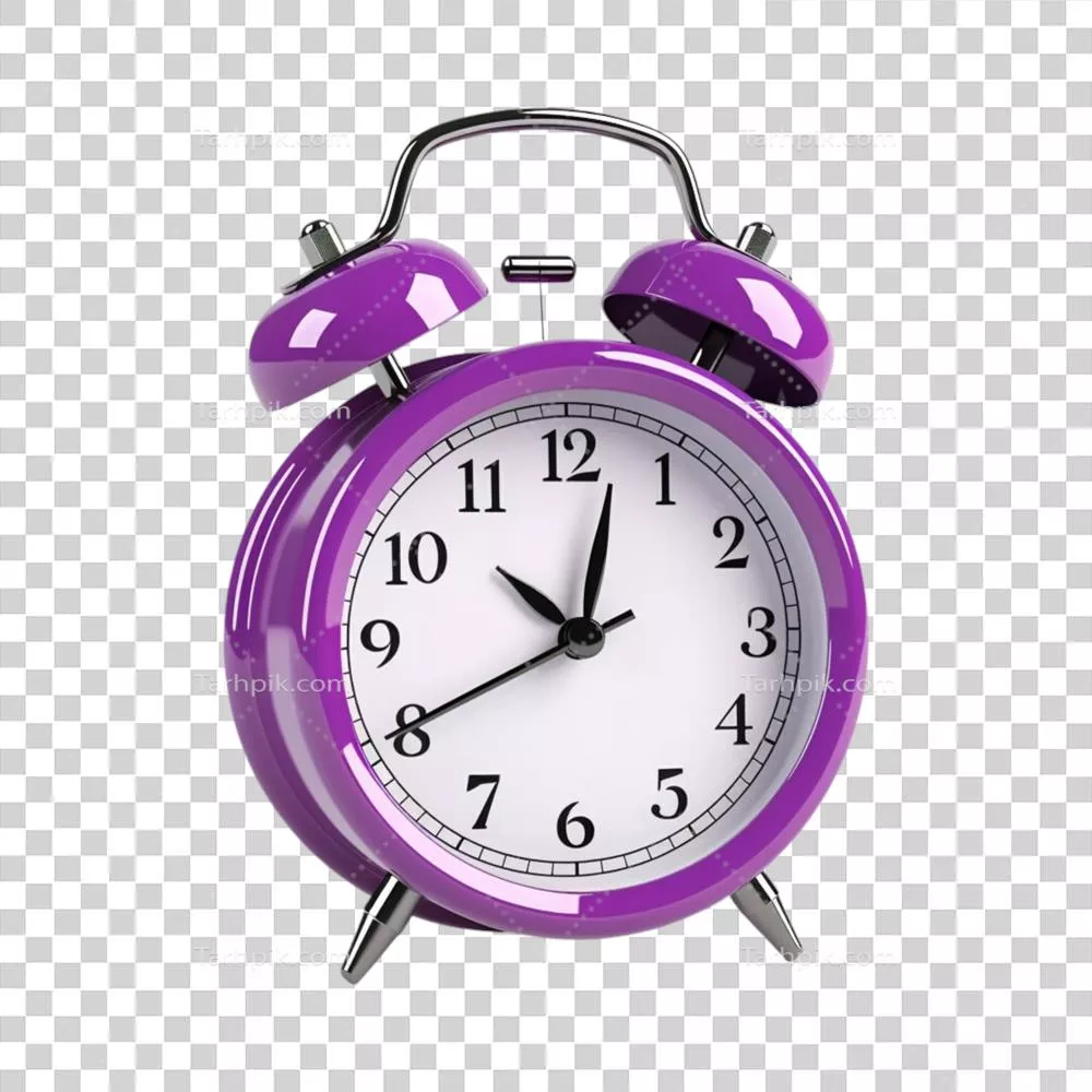 ساعت زنگدار بنفشی بر روی پس‌زمینه شفاف - طراحی شده توسط هوش مصنوعی