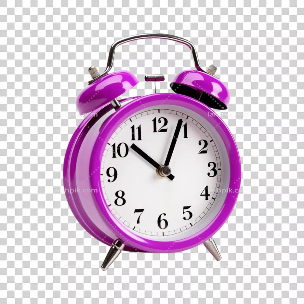 عکس ساعت زنگ دار بنفش با پس زمینه شفاف - تولید شده با هوش مصنوعی