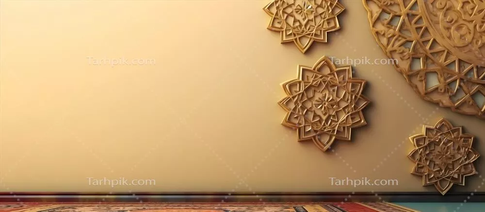 پس‌زمینه اسلامی روز جمعه طلایی در ماه رمضان با الگوی ماندالا تولید شده توسط هوش مصنوعی