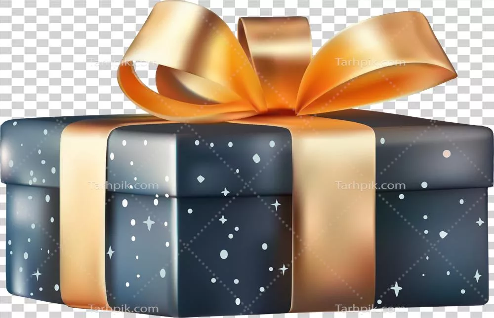 جعبه هدیه آبی با روبان طلایی - تصویر وکتور زیبا