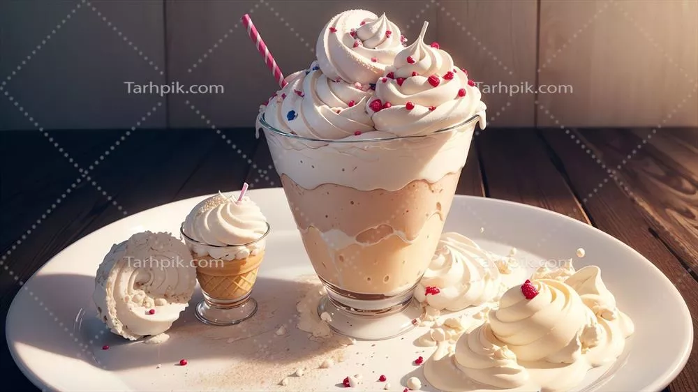 شیک خامه‌ای و خوشمزه برای روز ملی بستنی - ساخته شده با هوش مصنوعی