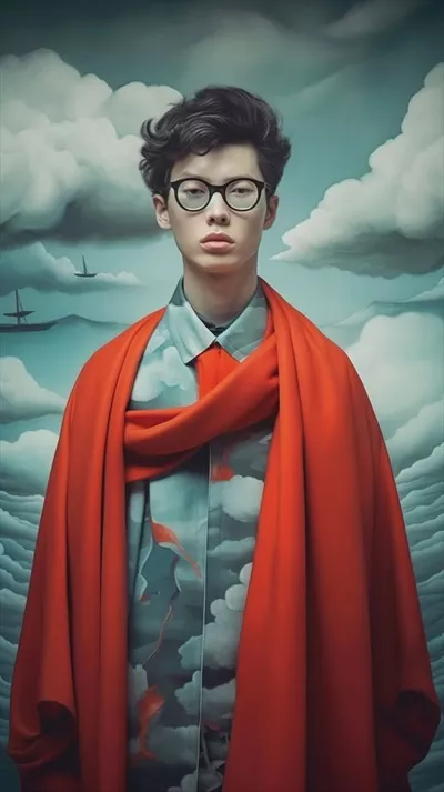 تصویر پرتره مدرن یک مرد با ترکیب هنر انتزاعی به کمک هوش مصنوعی
