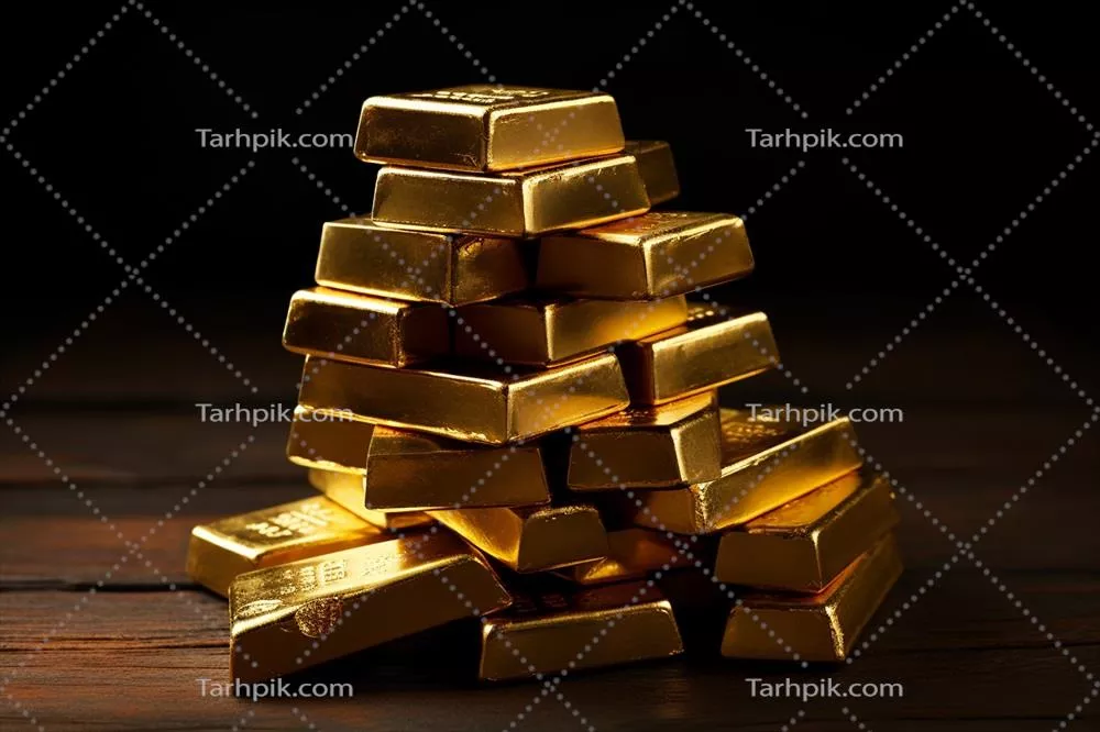 تصویر نزدیک از شمش طلای با مفهوم تجاری در عصر هوش مصنوعی