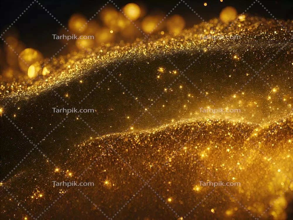 پس‌زمینه براق انتزاعی با ذرات روشن و طلایی بر پایه هوش مصنوعی
