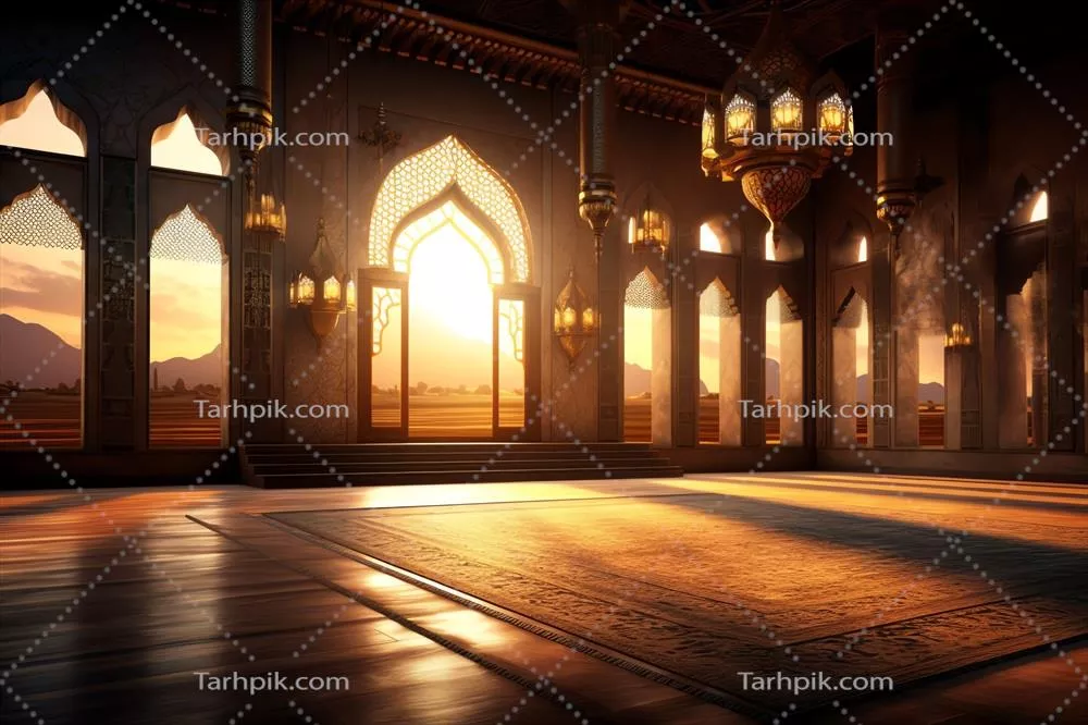 تبریک عید فطر و رمضان کریم با مناظر مسجد و فانوس اسلامی