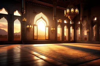 تبریک عید فطر و رمضان کریم با مناظر مسجد و فانوس اسلامی