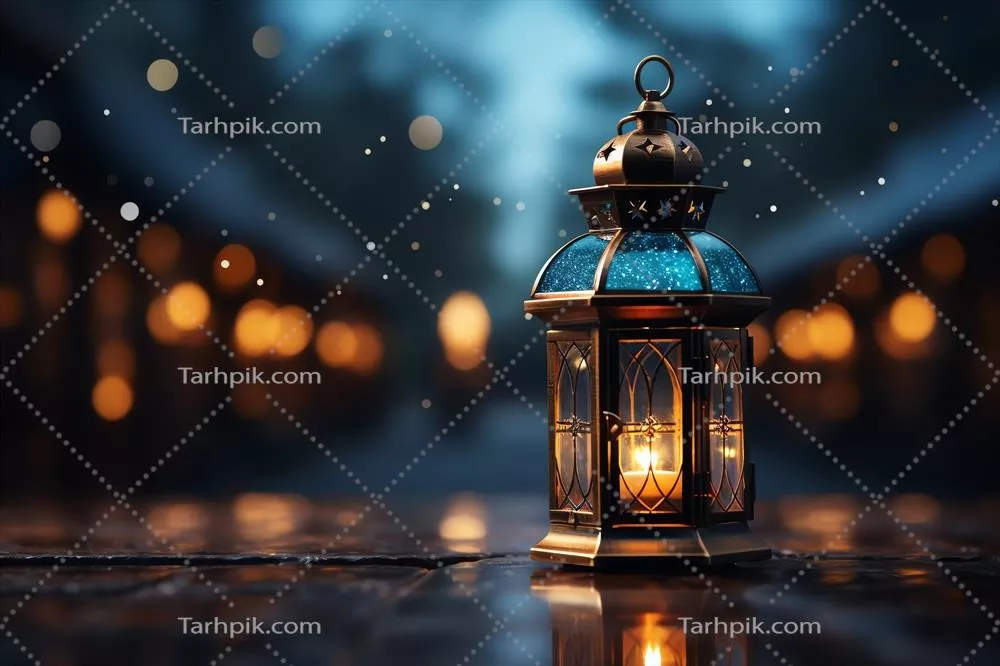 تبریک عید مبارک و رمضان کریم با فانوس اسلامی و پسزمینه عید فطر