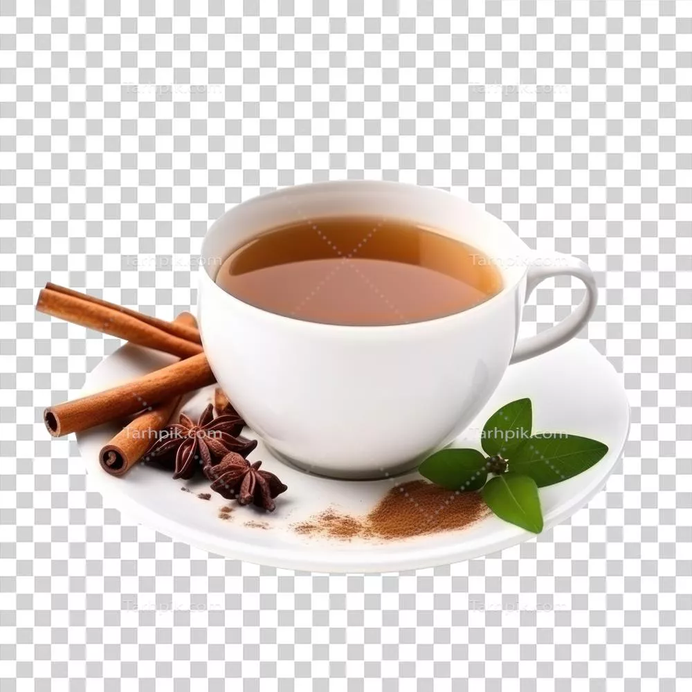 لیوان چای داغ جدا شده بر روی پس‌زمینه سفید