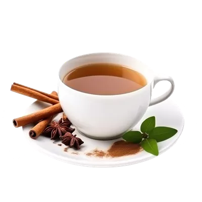 لیوان چای داغ جدا شده بر روی پس‌زمینه سفید