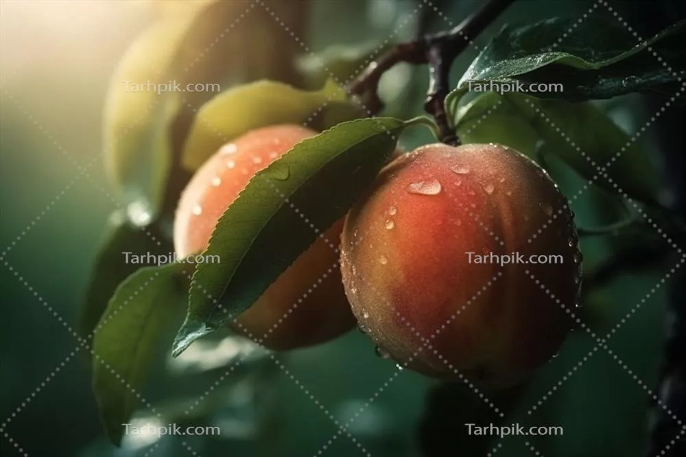 فصل تابستان با هلوهای تازه و آبدار در باغ طبیعی و سالم