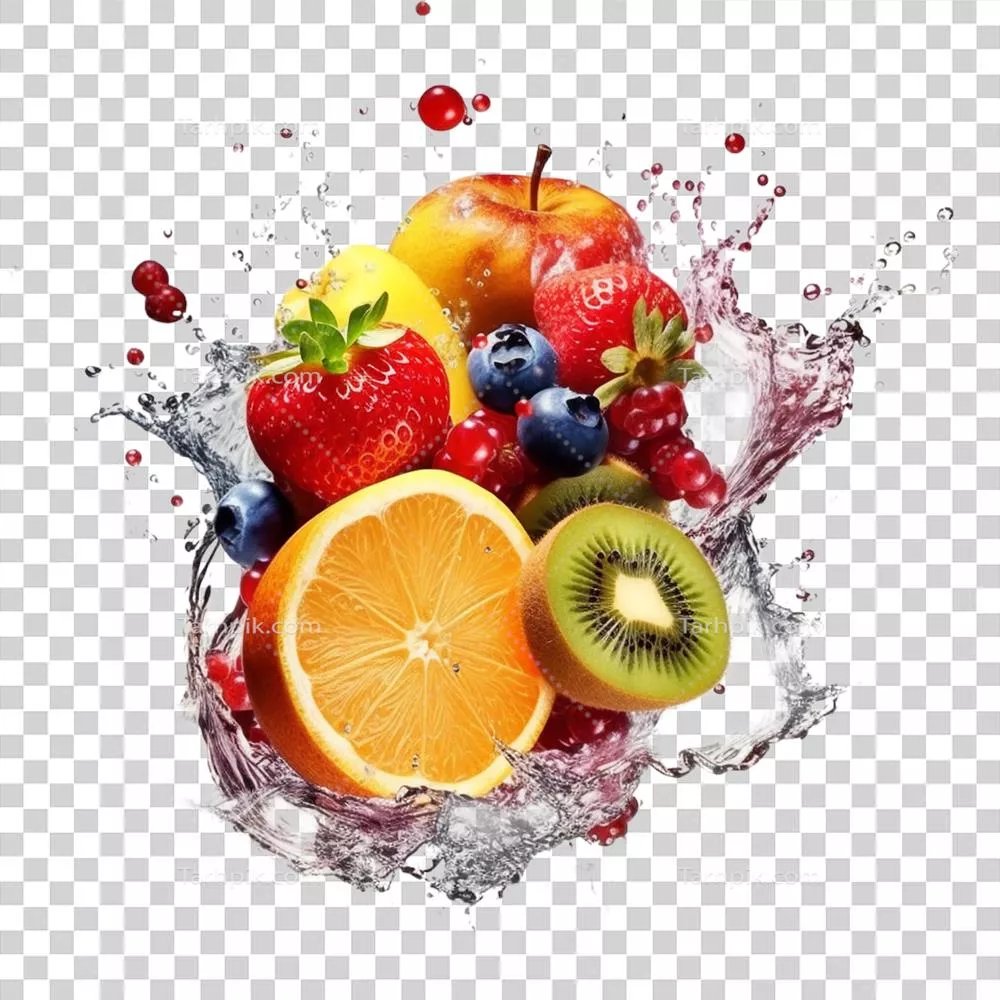 میوههای برش خورده با افکت آبپاشی - هنر تولیدی با هوش مصنوعی