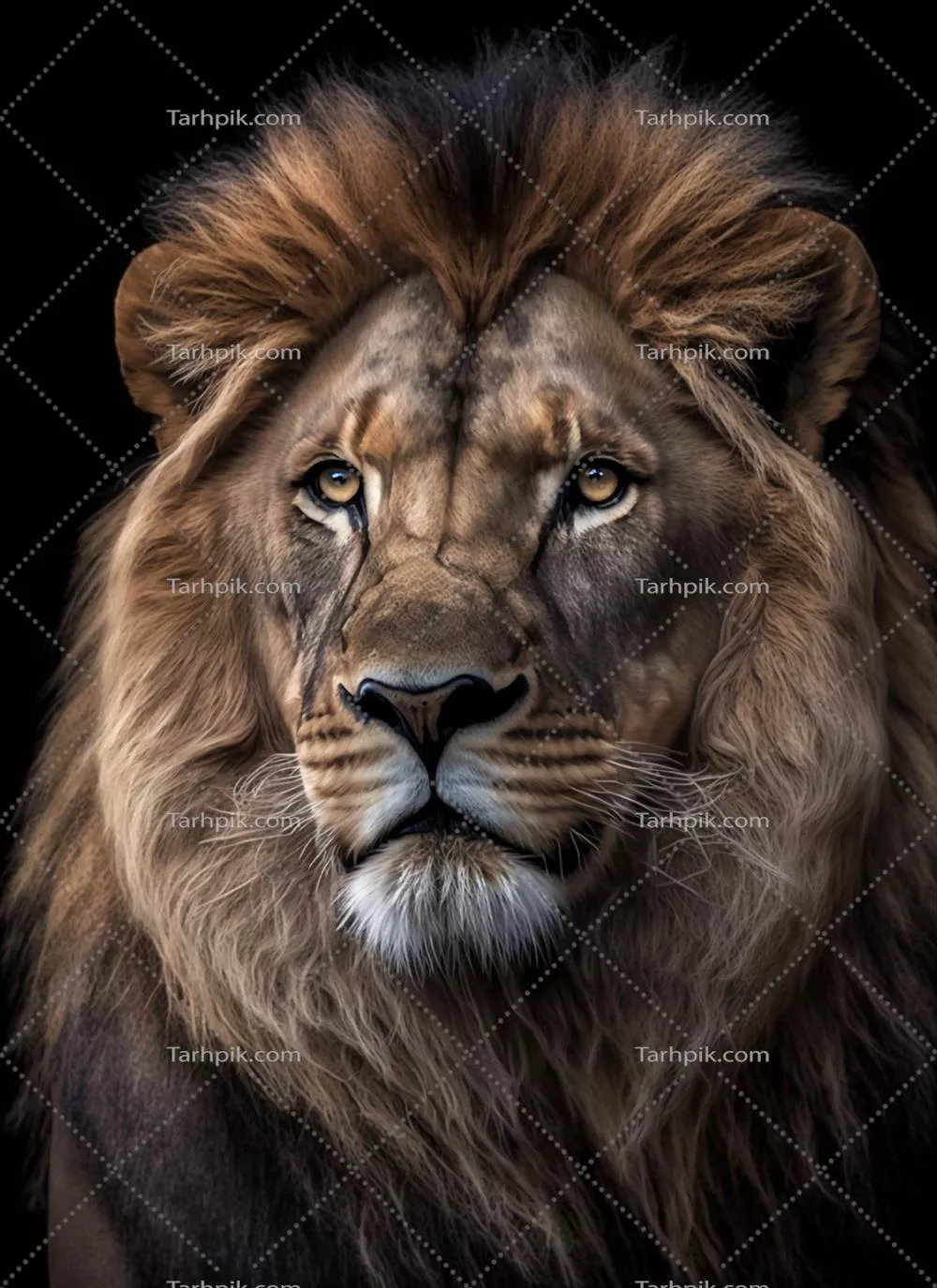پرتره ای از ببر یا شیر با پس زمینه تاریک - تصویر تولید شده توسط هوش مصنوعی