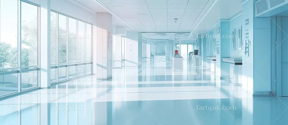 راهرو بیمارستانی مبهم با طراحی لوکس و انتزاعی در داخل کلینیک