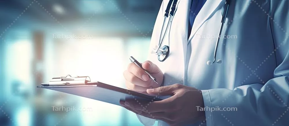 پزشک با کلیپ بورد در محیط مراقبت های بهداشتی و درمانی