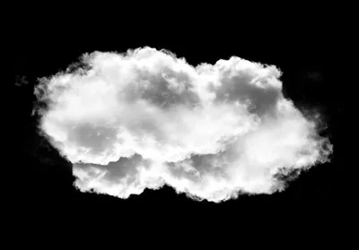شکل ابر واقعی و واقعگرا بر روی پسزمینه سیاه جدا شده