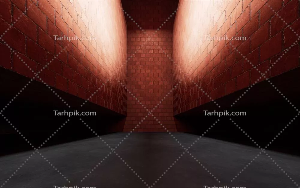تصاویر سه بعدی از اتاق خالی با دیوار آجری برای طراحی داخلی