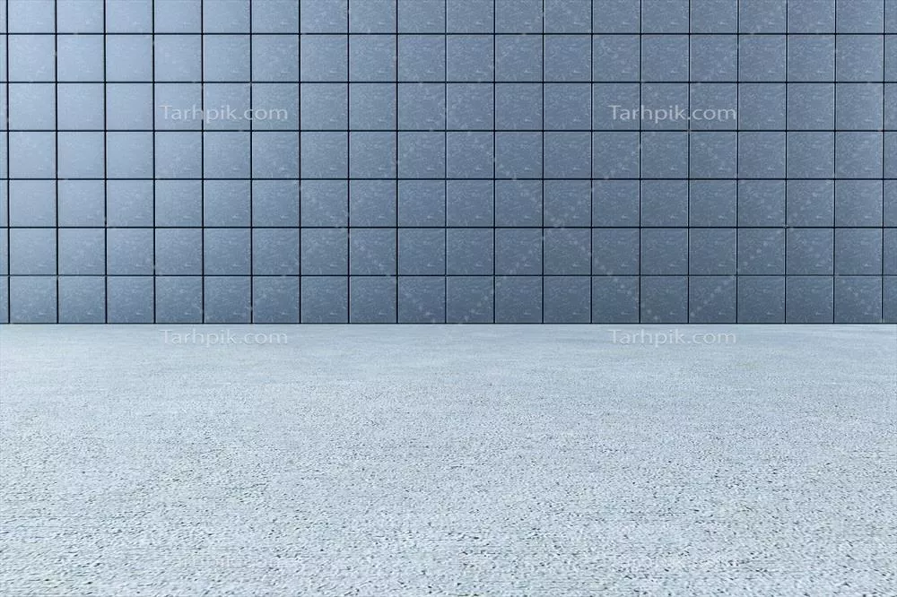 رندر سه بعدی خلاقانه دیوار مکعبی با زمین شیک و مدرن