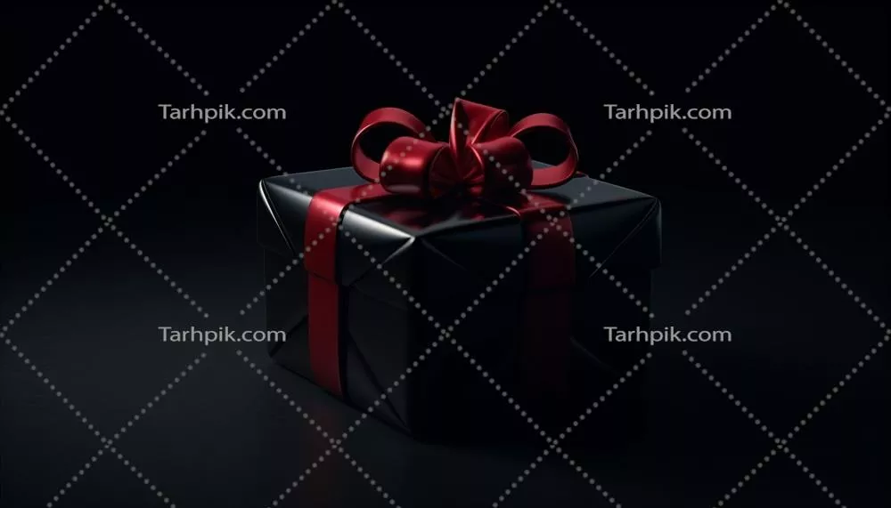 جعبه کادویی درخشان با کاغذ مشکی برای جشن تولد ساخته شده با هوش مصنوعی