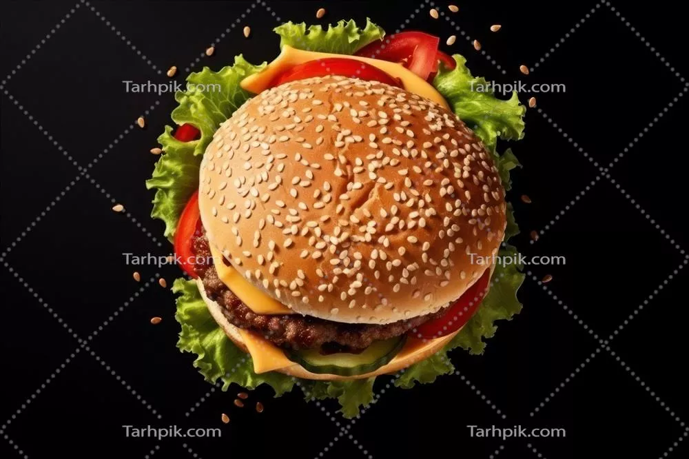 برگر خوشمزه بر روی بشقاب در حالت تنها و ایزوله