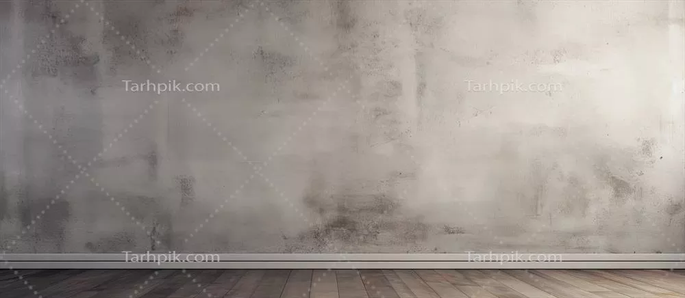 دیوار گچی در یک اتاق خالی با پسزمینهای خاکستری