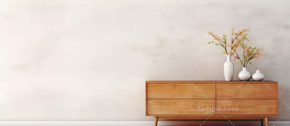 دراور چوبی زیبا در کنار دیوار سفید در فضای داخلی