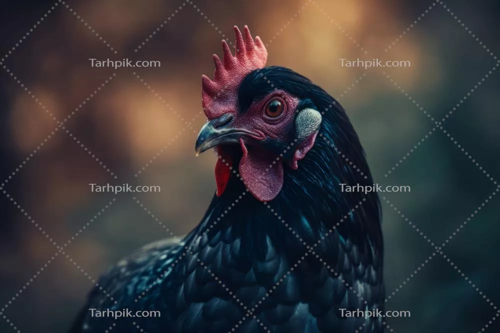 تصویر نزدیک از سر مرغ سیاه ایجاد شده با هوش مصنوعی