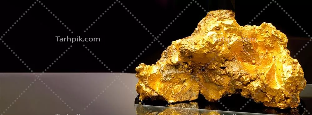سنگ قیمتی و نایاب طلا بر روی پسزمینه گرادیان با نور کم و بصورت ایزوله