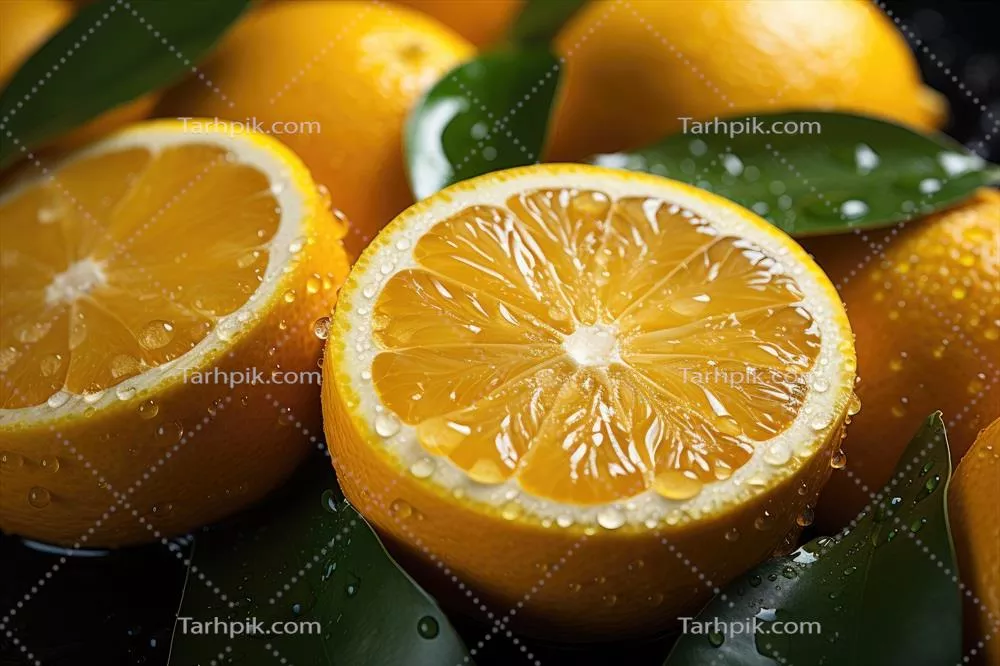 تصویر نزدیک از پرتقال تازه و شیرین با جزئیات دلنشین