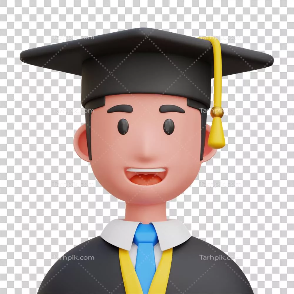 تصویرسازی آیکون سه بعدی دانشجوی فارغ‌التحصیل برای کاربردهای مختلف