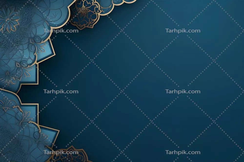 پسزمینه آبی صاف با تزئینات اسلامی زیبا و هنرمندانه