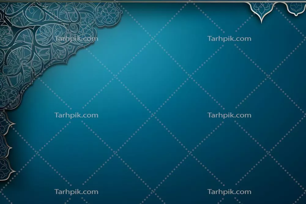 پسزمینه آبی مسطح با تزئینات اسلامی - طراحی زیبا و جذاب