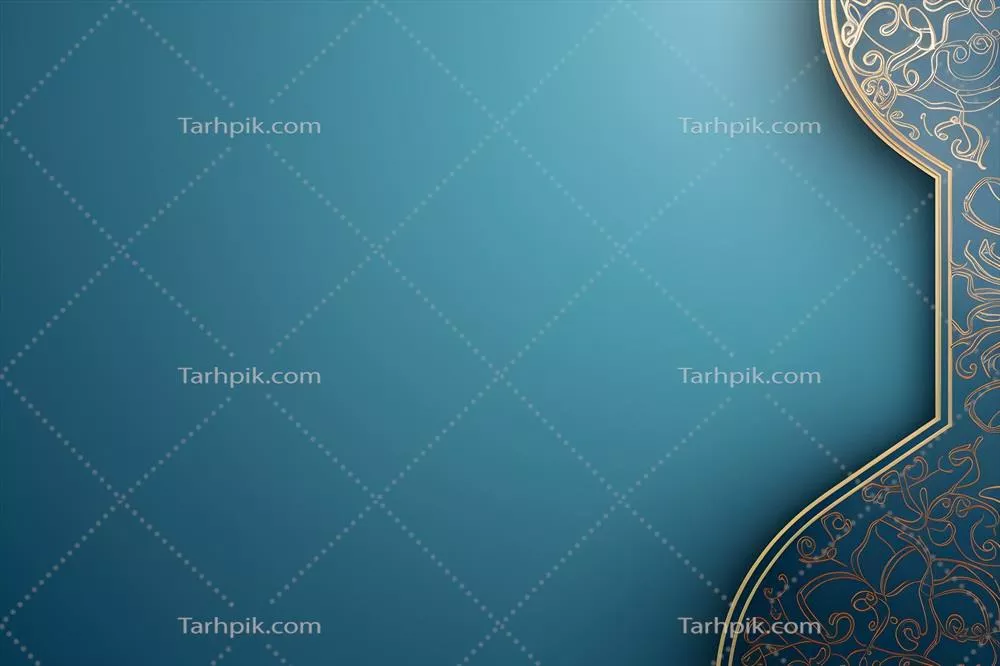 پسزمینه آبی مسطح با تزئینات اسلامی زیبا و منحصر به فرد