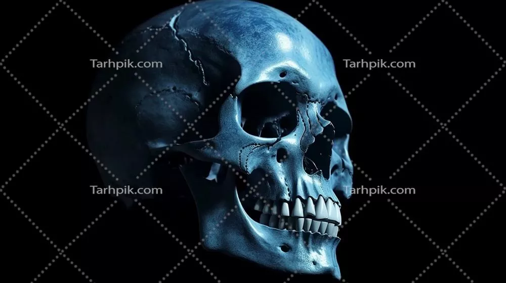 تصاویر رادیولوژی جمجمه از نمای جانبی با نور آبی در هوش مصنوعی مولد