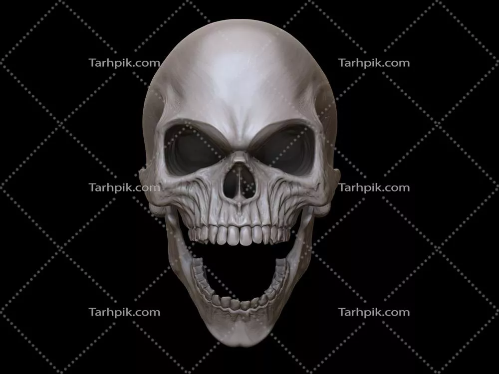 جمجمهای دیوانه و خشمگین که فریاد میزند و وحشت ایجاد میکند