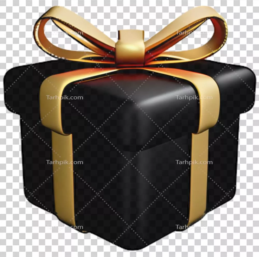 جعبه هدیه سیاه با روبان طلایی - تولید شده با هوش مصنوعی و مدل سازی سه بعدی