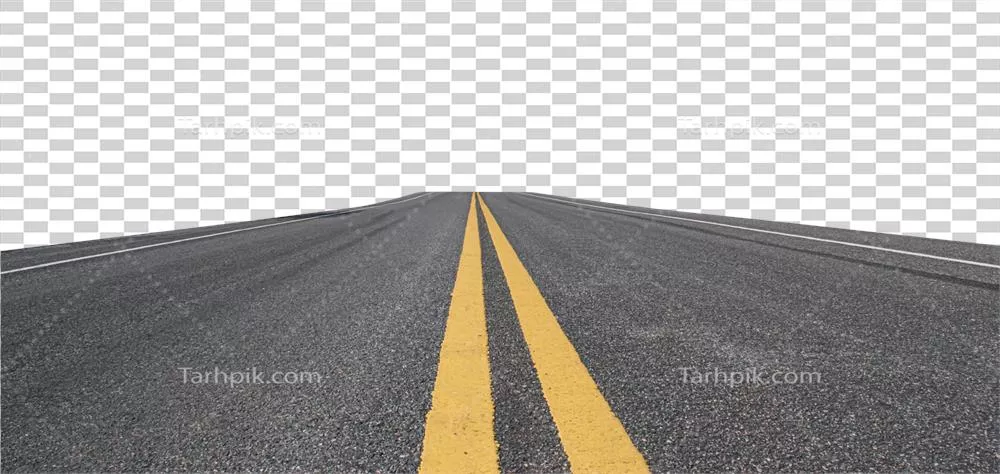 جاده آسفالت خالی و جدا شده بر روی پسزمینه شفاف