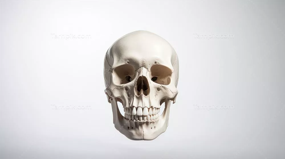 نقش جمجمه انسانی به همراه ساختار و آناتومی سر بر روی زمینه سفید برای کتابها و مقالات آموزشی