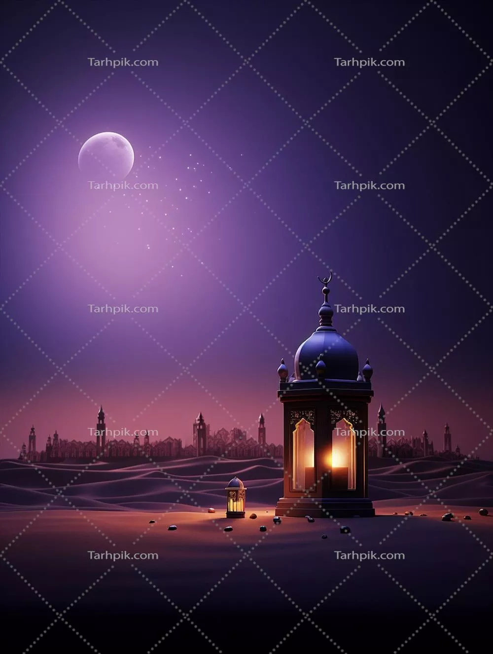 بنر مذهبی و سنتی مبارک رمضان تولید شده توسط هوش مصنوعی برای شبکههای اجتماعی