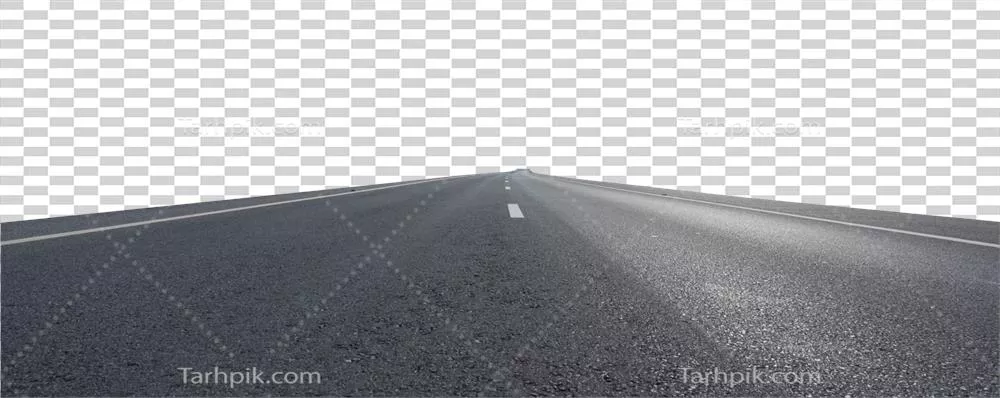 جاده آسفالتی خالی و ایزوله با پسزمینه شفاف و فاقد اشیاء