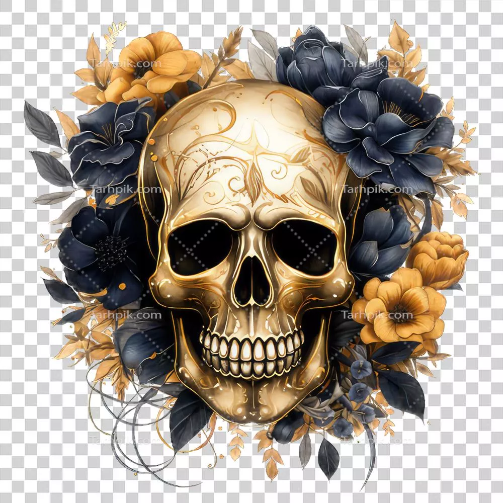 طراحی هوش مصنوعی: اسکلت انسانی با گلهای زیبا و هنرمندانه