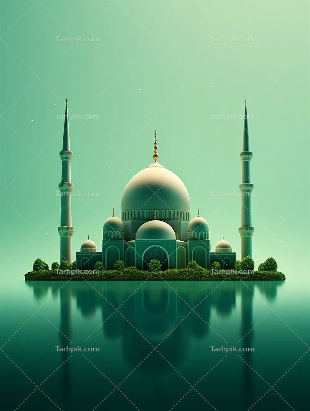 کارت تبریک عید سعید فطر با طراحی هوش مصنوعی و پس‌زمینه اسلامی