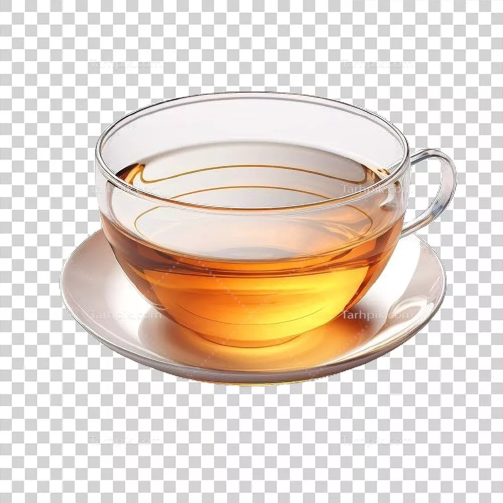 فنجان چای شفاف تولید شده توسط هوش مصنوعی با چای روی پسزمینه شفاف
