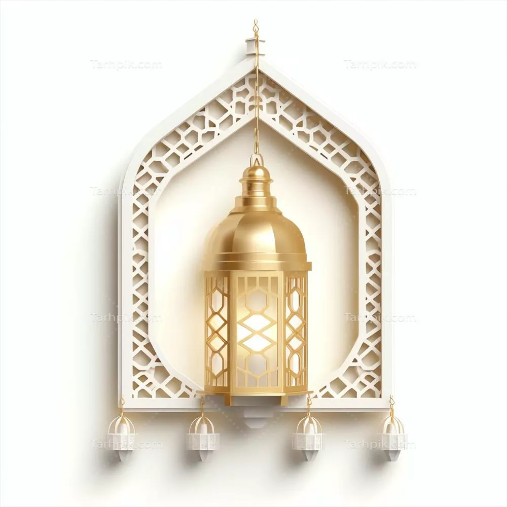 تبریک عید فطر و رمضان با فانوس اسلامی و Mosque، پس‌زمینه عید فطر