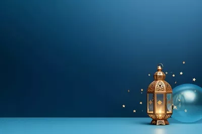 تبریک عید مبارک و رمضان کریم با چراغ اسلامی و背景 عید فطر
