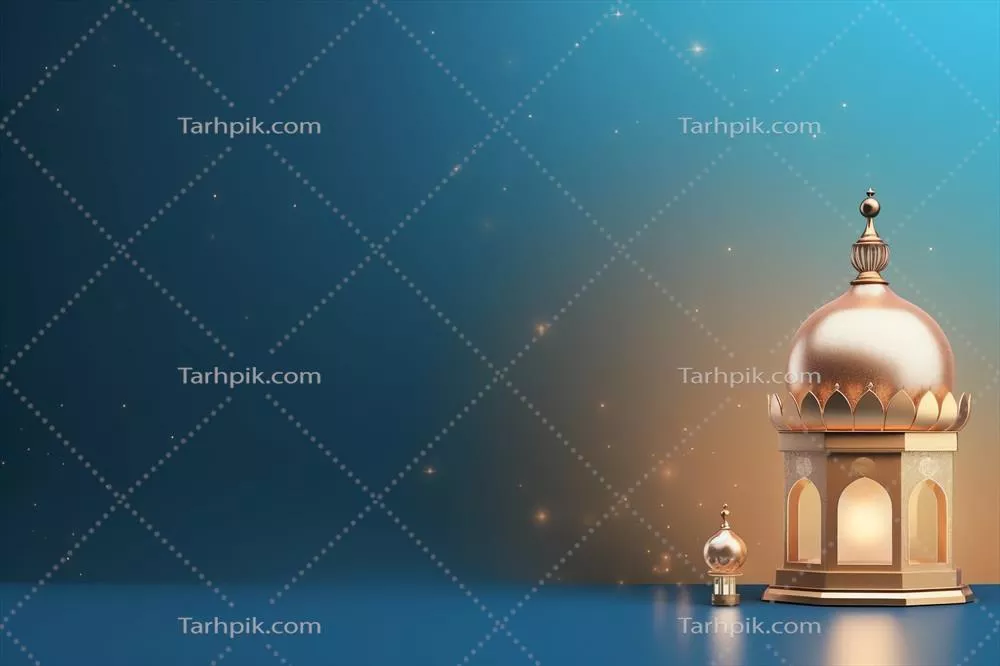 تبریکات عید مبارک و رمضان کریم با چراغ اسلامی و زمینه عید فطر